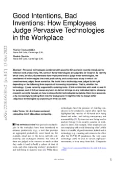 Good Intentions, Bad Inventions: How Employees Judge Pervasive
  Technologies in the Workplace