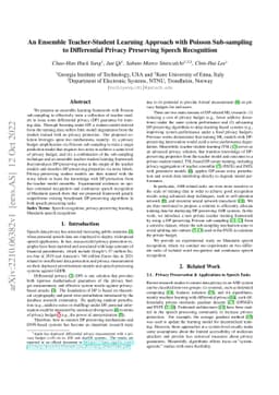 An Ensemble Teacher-Student Learning Approach with Poisson Sub-sampling
  to Differential Privacy Preserving Speech Recognition
