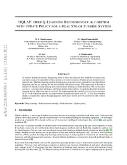 DQLAP: Deep Q-Learning Recommender Algorithm with Update Policy for a
  Real Steam Turbine System