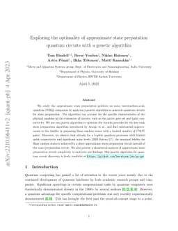 Exploring the optimality of approximate state preparation quantum
  circuits with a genetic algorithm
