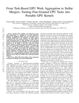 From Task-Based GPU Work Aggregation to Stellar Mergers: Turning
  Fine-Grained CPU Tasks into Portable GPU Kernels