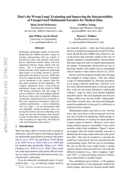 That's the Wrong Lung! Evaluating and Improving the Interpretability of
  Unsupervised Multimodal Encoders for Medical Data