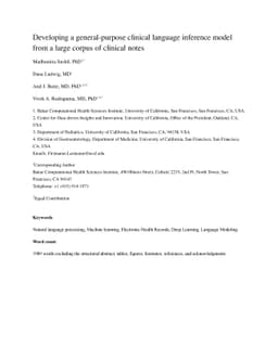 Developing a general-purpose clinical language inference model from a
  large corpus of clinical notes