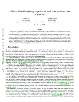 A Neural Mean Embedding Approach for Back-door and Front-door Adjustment