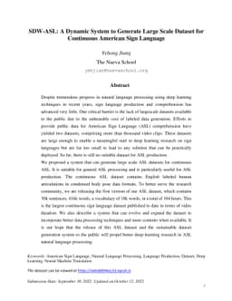 SDW-ASL: A Dynamic System to Generate Large Scale Dataset for Continuous
  American Sign Language