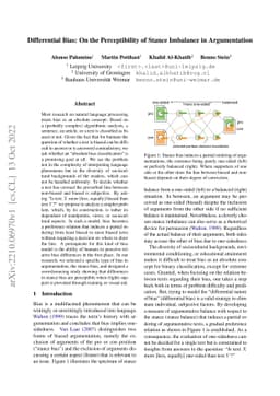 Differential Bias: On the Perceptibility of Stance Imbalance in
  Argumentation