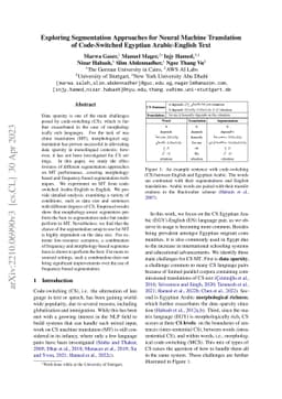 Exploring Segmentation Approaches for Neural Machine Translation of
  Code-Switched Egyptian Arabic-English Text