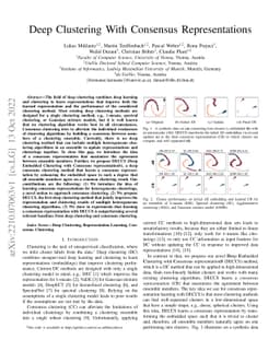 Deep Clustering With Consensus Representations
