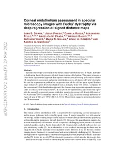 Corneal endothelium assessment in specular microscopy images with Fuchs'
  dystrophy via deep regression of signed distance maps