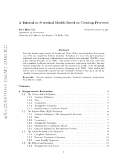 A Tutorial on Statistical Models Based on Counting Processes
