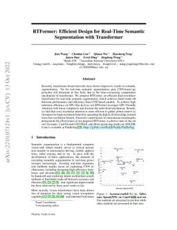 RTFormer: Efficient Design for Real-Time Semantic Segmentation with
  Transformer