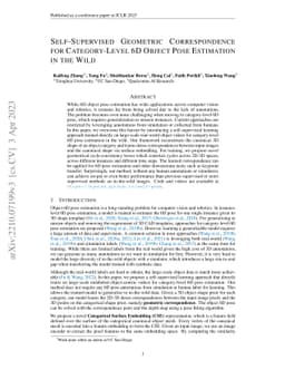 Self-Supervised Geometric Correspondence for Category-Level 6D Object
  Pose Estimation in the Wild