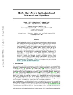 BLOX: Macro Neural Architecture Search Benchmark and Algorithms
