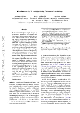 Early Discovery of Disappearing Entities in Microblogs