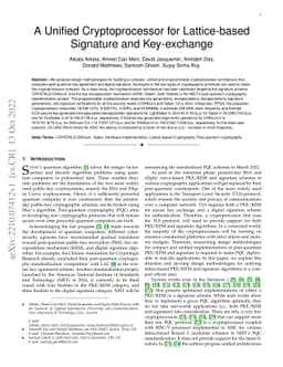 A Unified Cryptoprocessor for Lattice-based Signature and Key-exchange