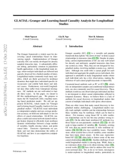 GLACIAL: Granger and Learning-based Causality Analysis for Longitudinal
  Studies