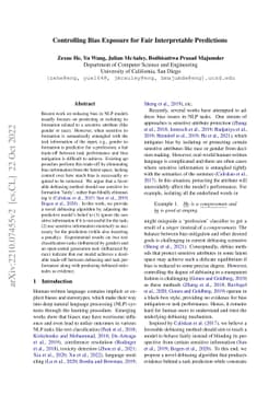 Controlling Bias Exposure for Fair Interpretable Predictions
