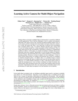 Learning Active Camera for Multi-Object Navigation
