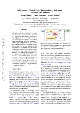 Self-Adaptive Named Entity Recognition by Retrieving Unstructured
  Knowledge