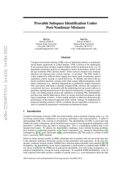 Provable Subspace Identification Under Post-Nonlinear Mixtures