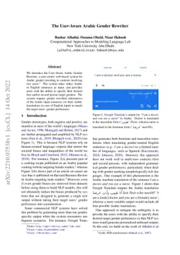 The User-Aware Arabic Gender Rewriter