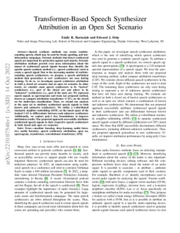Transformer-Based Speech Synthesizer Attribution in an Open Set Scenario