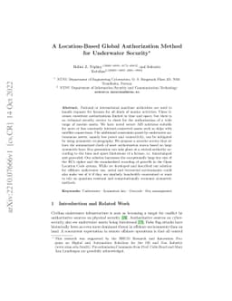 A Location-Based Global Authorization Method for Underwater Security