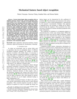 Mechanical features based object recognition