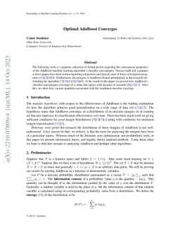 Optimal AdaBoost Converges