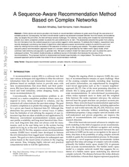 A Sequence-Aware Recommendation Method Based on Complex Networks