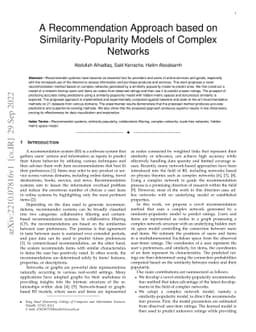 A Recommendation Approach based on Similarity-Popularity Models of
  Complex Networks