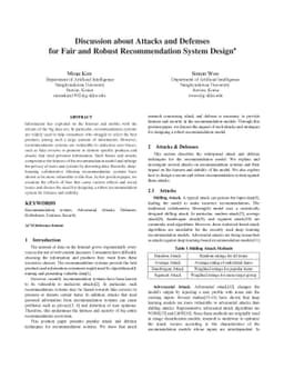 Discussion about Attacks and Defenses for Fair and Robust Recommendation
  System Design