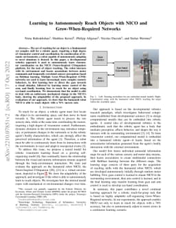 Learning to Autonomously Reach Objects with NICO and Grow-When-Required
  Networks