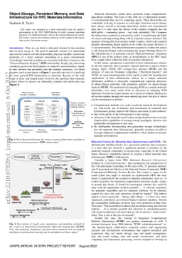 Object Storage, Persistent Memory, and Data Infrastructure for HPC
  Materials Informatics