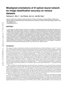 Misaligned orientations of 4f optical neural network for image
  classification accuracy on various datasets