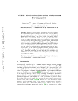 Multi-trainer Interactive Reinforcement Learning System