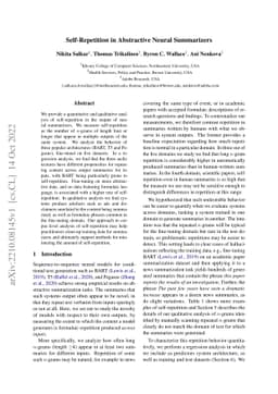 Self-Repetition in Abstractive Neural Summarizers