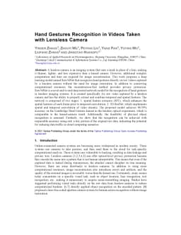 Hand Gestures Recognition in Videos Taken with Lensless Camera