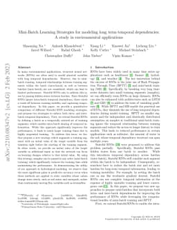 Mini-Batch Learning Strategies for modeling long term temporal
  dependencies: A study in environmental applications