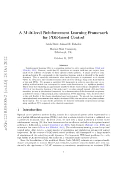 A Multilevel Reinforcement Learning Framework for PDE-based Control