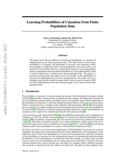 Learning Probabilities of Causation from Finite Population Data