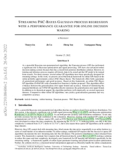 Streaming PAC-Bayes Gaussian process regression with a performance
  guarantee for online decision making