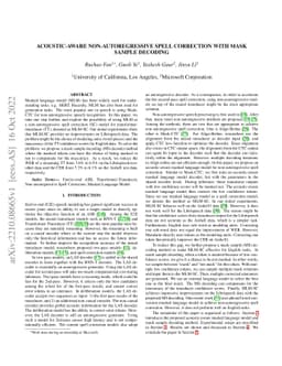 Acoustic-aware Non-autoregressive Spell Correction with Mask Sample
  Decoding