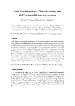 Temporal-Spatial dependencies ENhanced deep learning model (TSEN) for
  household leverage series forecasting