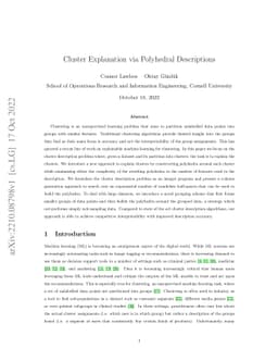 Cluster Explanation via Polyhedral Descriptions