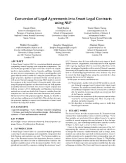 Conversion of Legal Agreements into Smart Legal Contracts using NLP