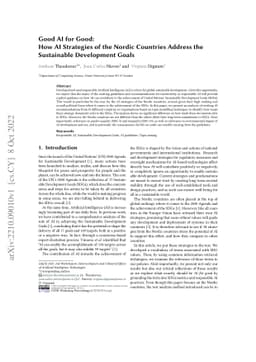 Good AI for Good: How AI Strategies of the Nordic Countries Address the
  Sustainable Development Goals