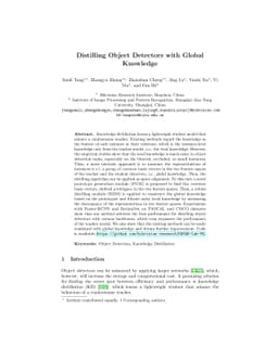 Distilling Object Detectors With Global Knowledge
