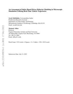 An Assessment of Safety-Based Driver Behavior Modeling in Microscopic
  Simulation Utilizing Real-Time Vehicle Trajectories