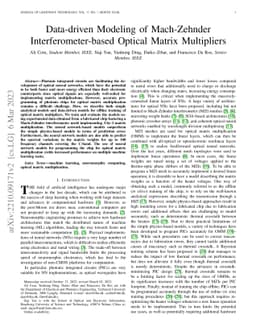 Data-driven Modeling of Mach-Zehnder Interferometer-based Optical Matrix
  Multipliers